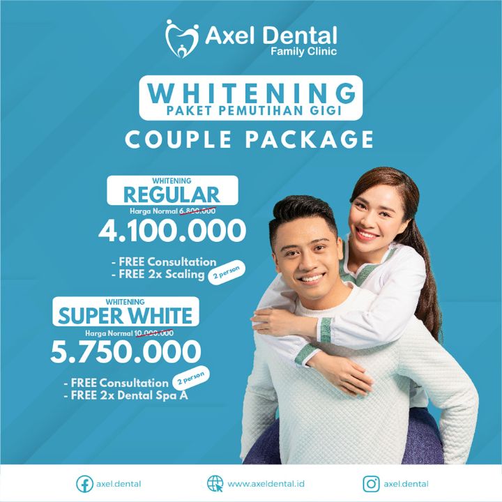 Promo paket couple pemutihan gigi klinik Axel Dental